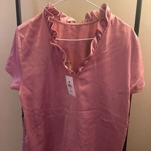 Lauren James Blush Ruffle Neck Blouse